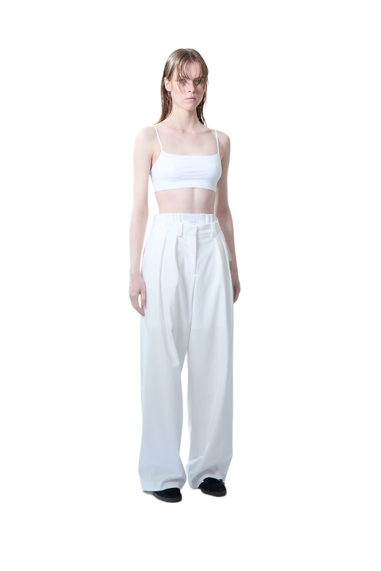 WIDE PLEATED TROUSERS - WHITE