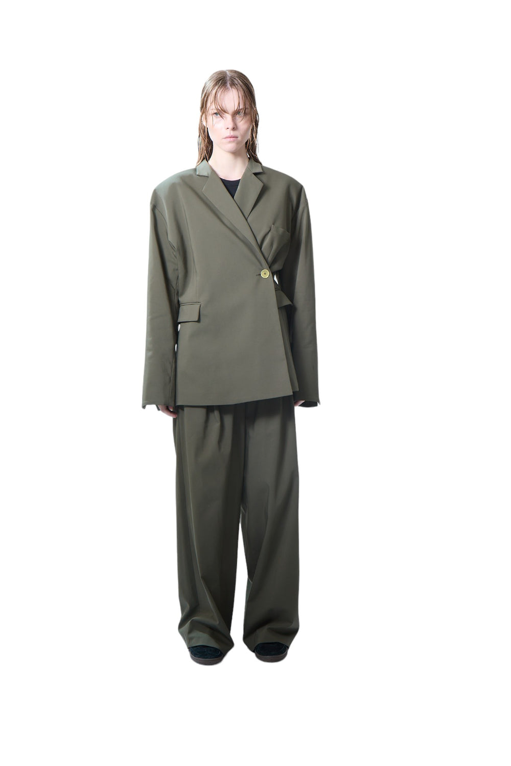 STRUCTURED OVERSIZED BLAZER - OLIVE
